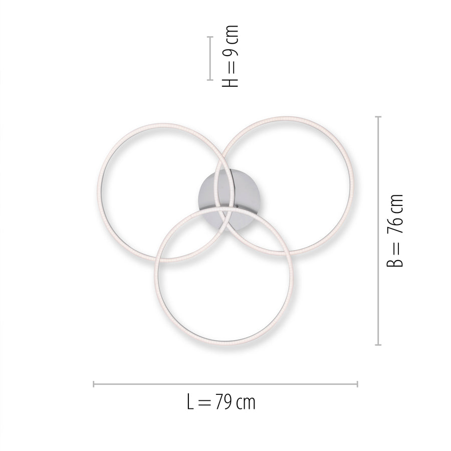Plafonnier Ivanka acier, L 76 cm