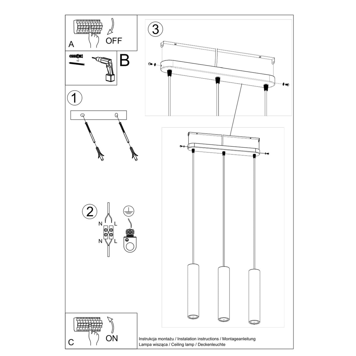 Lampe suspendue LUVO 3L