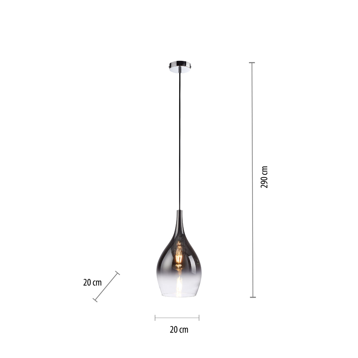Suspension Pilua chromée, verre