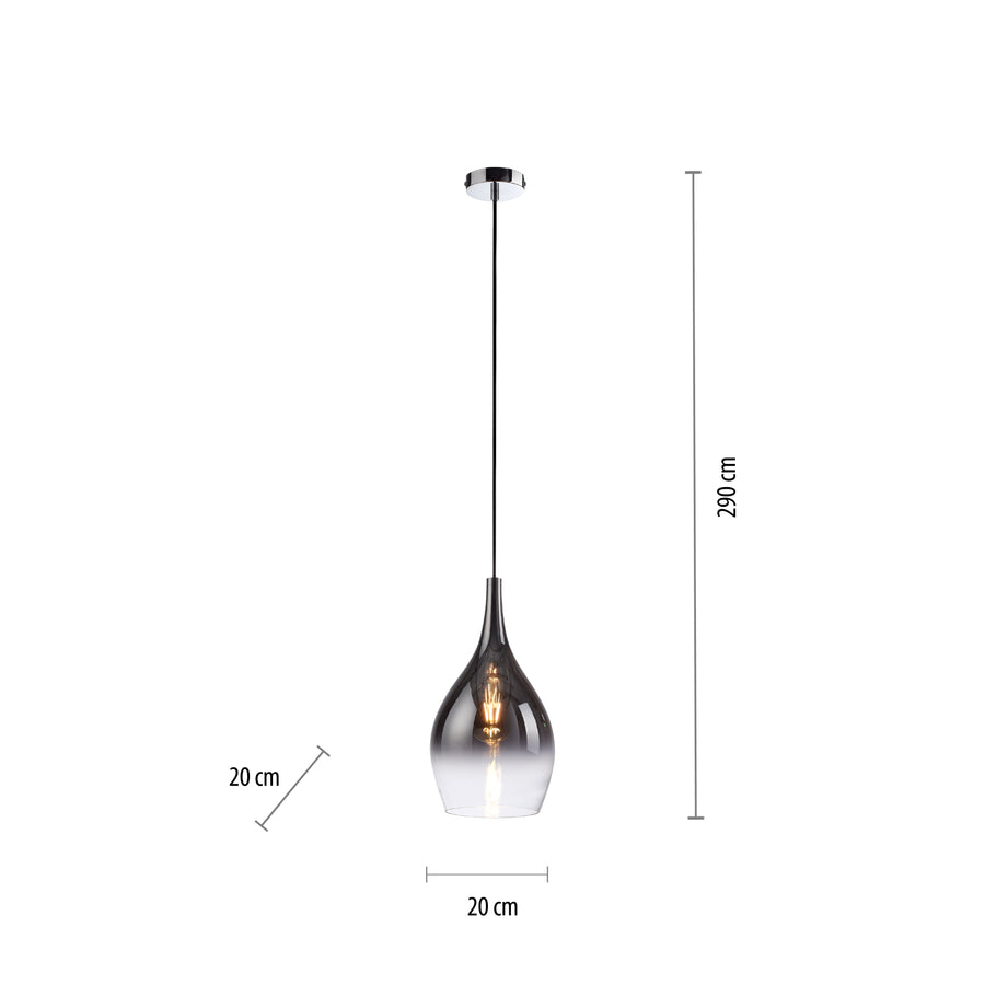 Suspension Pilua chromée, verre