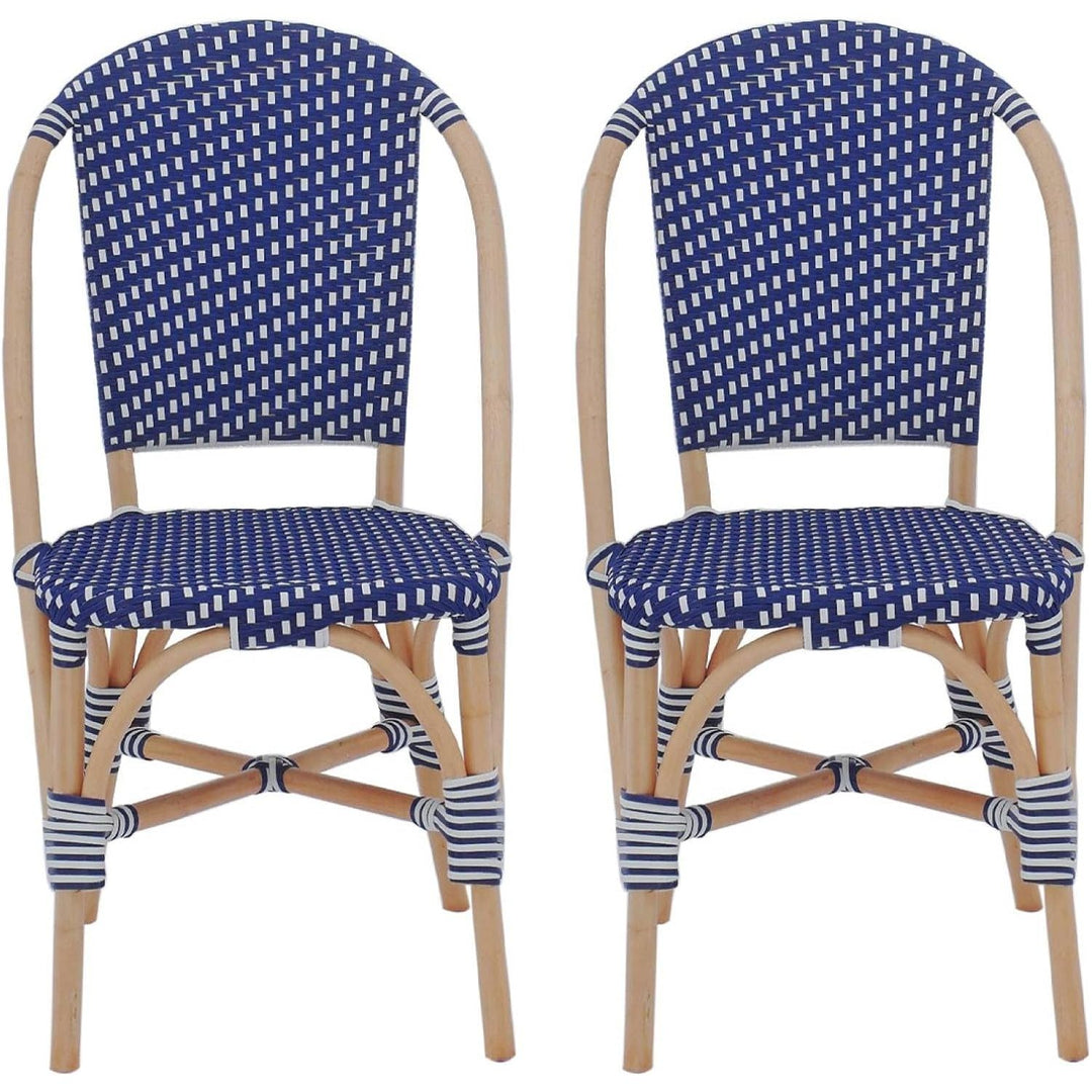 Alice'S Home - Lot De 2 Chaises Empilables Bistrot En Rotin Et Polyrotin Bleu Et Blanc. L 48 X P 58 X H 90Cm | Designix - Amazon    - https://designix.fr/