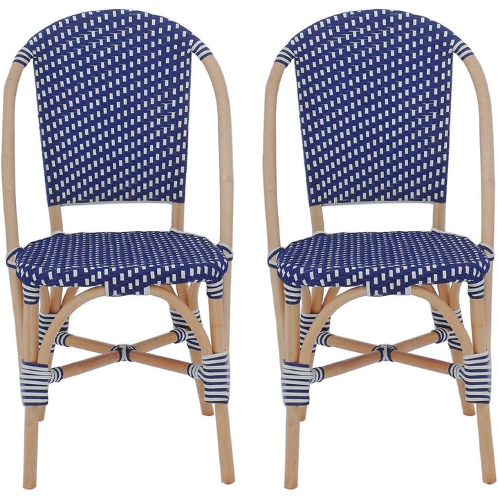 Alice'S Home - Lot De 2 Chaises Empilables Bistrot En Rotin Et Polyrotin Bleu Et Blanc. L 48 X P 58 X H 90Cm | Designix - Amazon    - https://designix.fr/