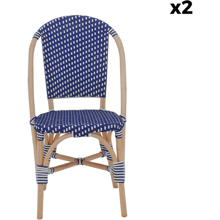 Alice'S Home - Lot De 2 Chaises Empilables Bistrot En Rotin Et Polyrotin Bleu Et Blanc. L 48 X P 58 X H 90Cm | Designix - Amazon    - https://designix.fr/