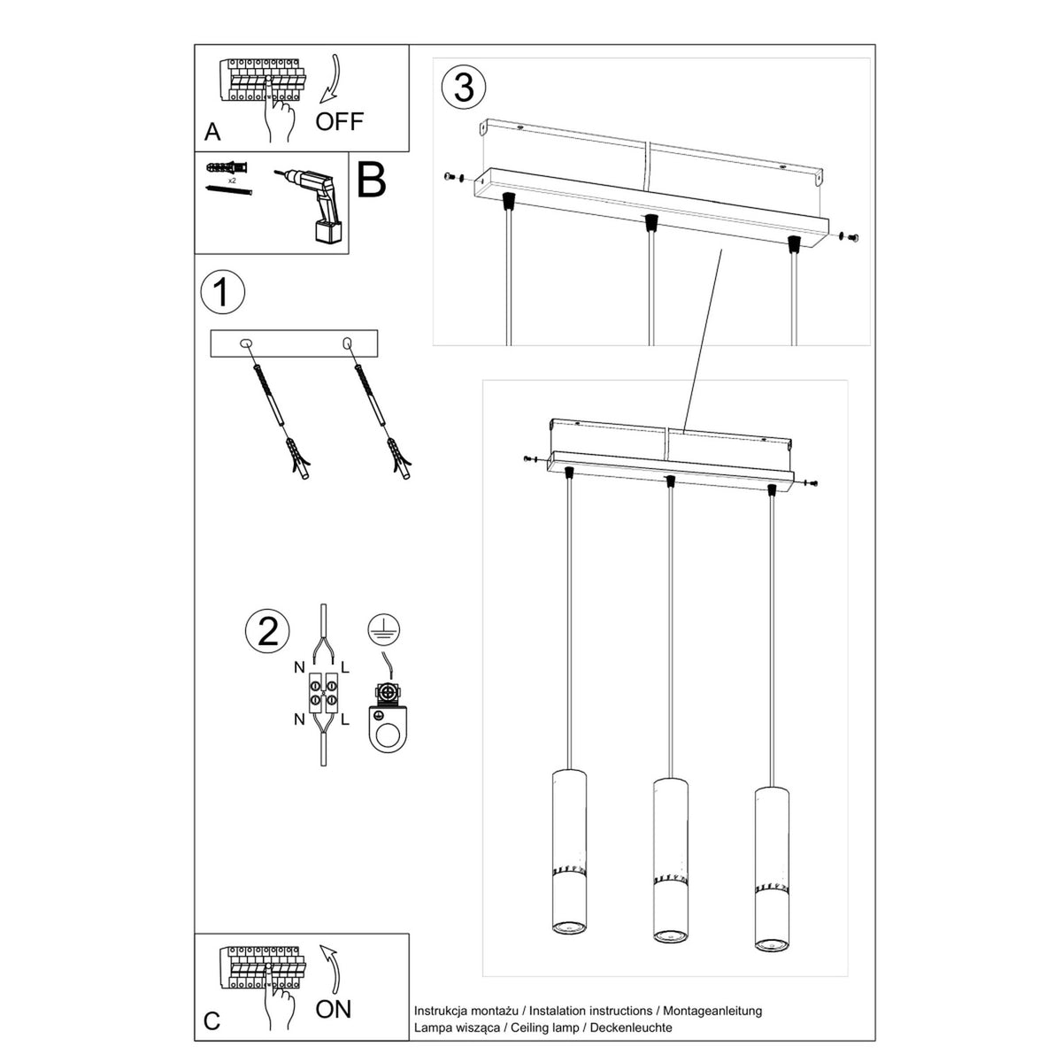 Lampe suspendue LOOPEZ 3L