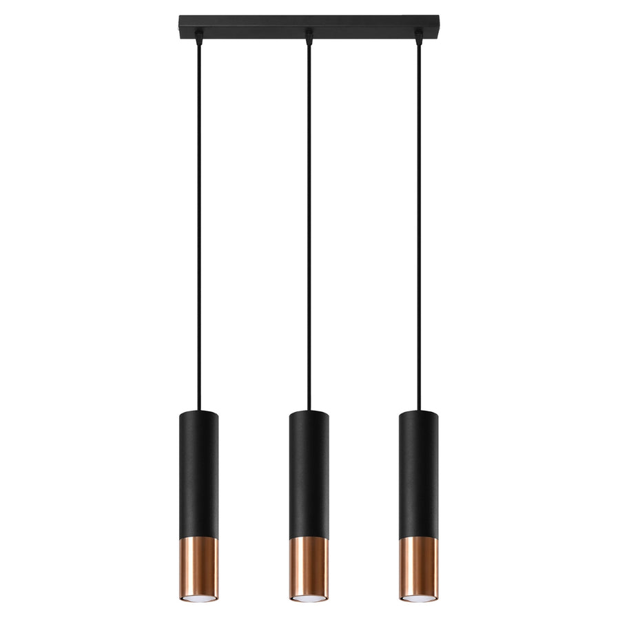 Lampe suspendue LOOPEZ 3L Noir / cuivre