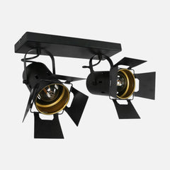 Plafonnier noir intérieur doré, 2 spots orientables | Carré