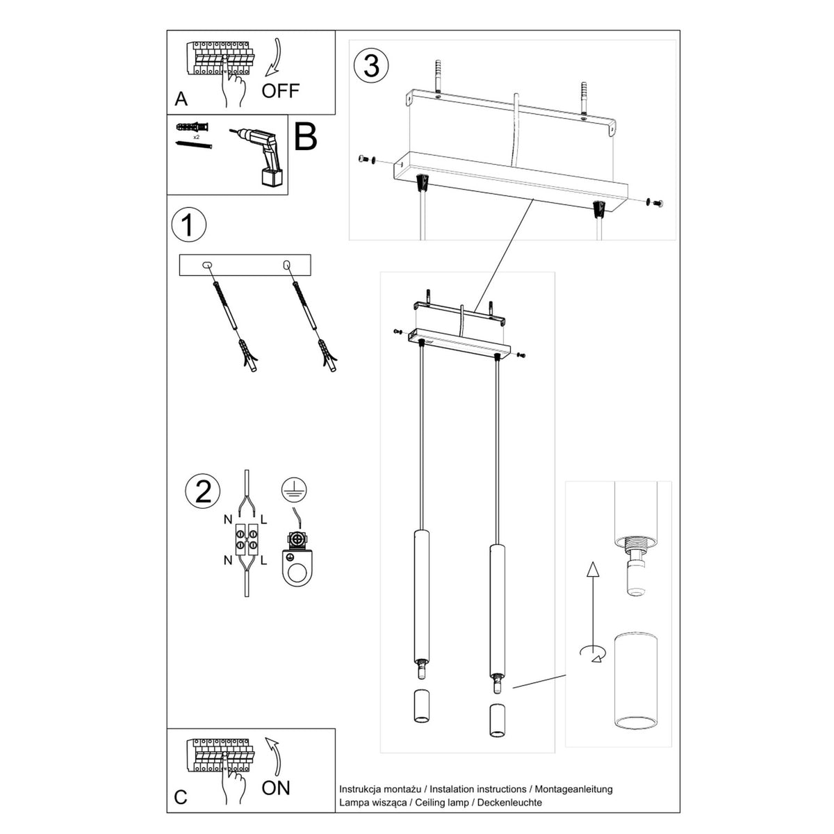 Lampe pendante WEZYR 2 noir