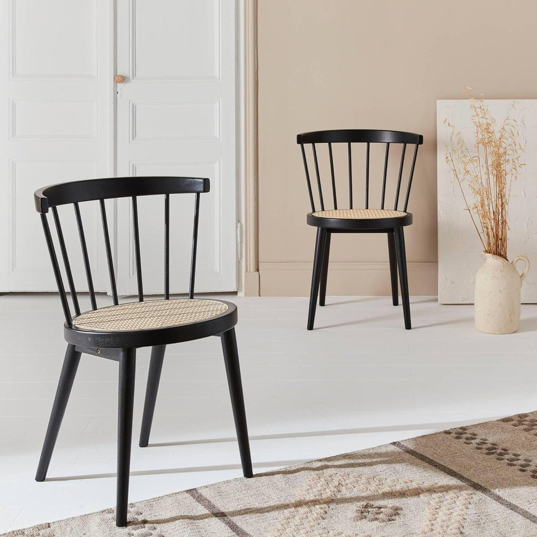 Alice'S Home - Lot De 2 Chaises Noires En Bois Et Cannage. Nora. L 54 X P 54 X H 76.5Cm | Designix - Amazon    - https://designix.fr/