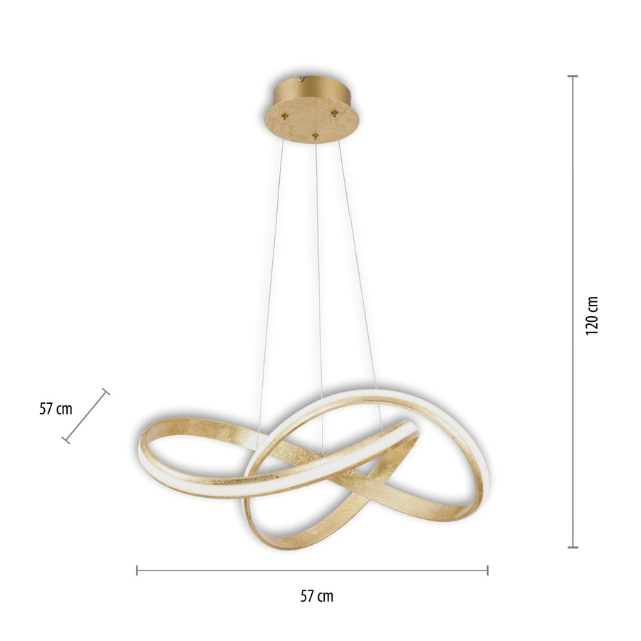 Suspension Melinda dorée, L 57 cm