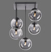 Plafonnier Big Widow 5 lumières noir, verre