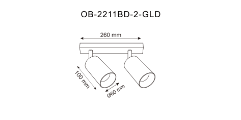 Schéma de dimensions du plafonnier avec largeur 260 mm et diamètre 60 mm