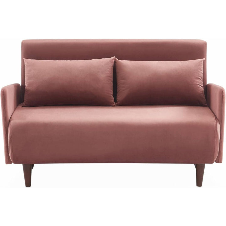 Alice'S Home - Canapé Convertible En Velours - Panam - 2 Places Scandinave. Pieds Bois Foncé. Vieux Rose. Banquette. Dossier Inclinable | Designix -     - https://designix.fr/