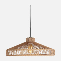 Suspension corde naturelle, abat-jour tressé Ø 50 cm | Anne Light