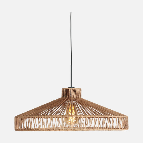 Suspension corde naturelle, abat-jour tressé Ø 50 cm | Anne Light