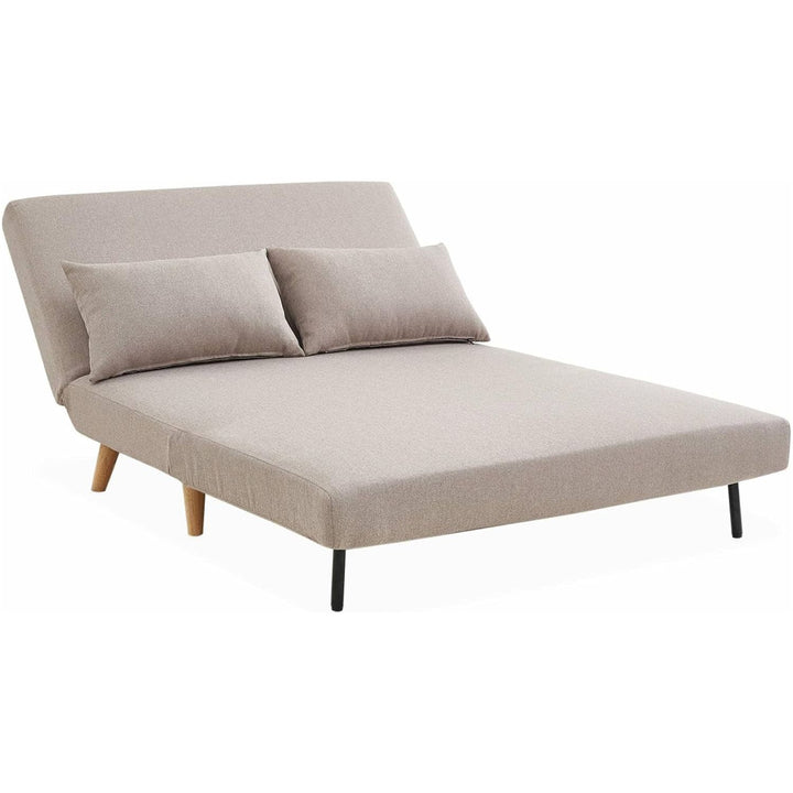 Alice'S Home - Canapé Convertible En Tissu - Guesta - 2 Places Scandinave. Pieds Bois Foncé. Beige. Banquette. Dossier Inclinable | Designix -     - https://designix.fr/