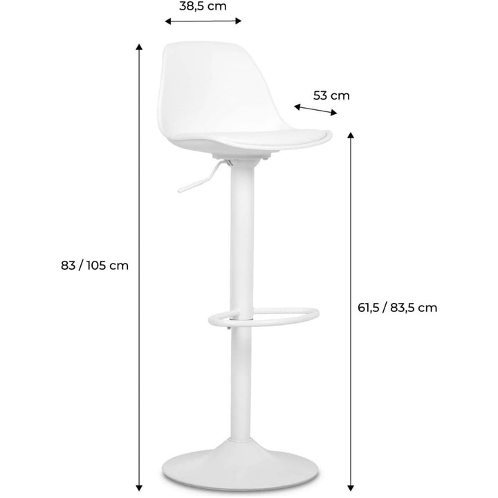 Alice'S Home - Lot De 2 Tabourets De Bar Réglables 61.5/83.5Cm - Noah - Simili Cuir Blanc - Hauteur Réglable. Repose-Pieds | Designix - Amazon    - https://designix.fr/