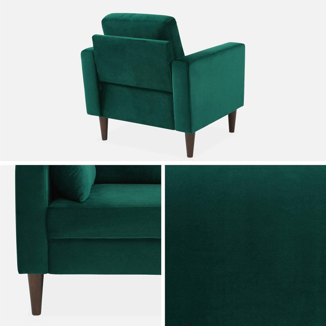 Alice'S Home - Fauteuil Scandinave En Velours Vert Anglais - Bjorn - Canapé 1 Place Fixe Droit Pieds Bois D'Hévéa Effet Bois De Noyer | Designix -     - https://designix.fr/