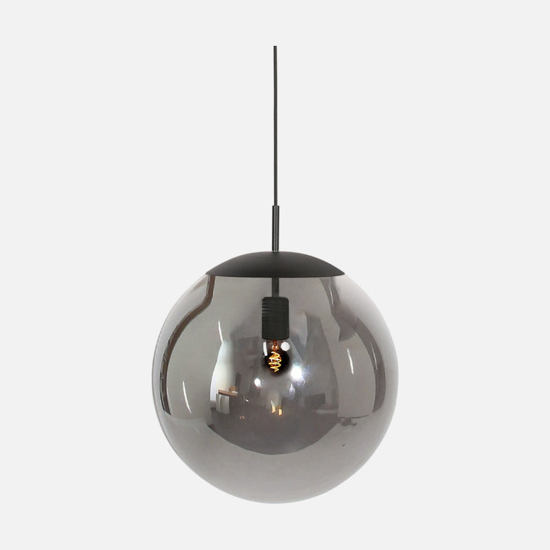 Suspension globe verre fumé Ø40 cm, hauteur réglable, salle à manger | Bollique