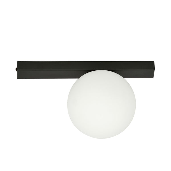 Plafonnier Fit 1 lumière noir, verre opale