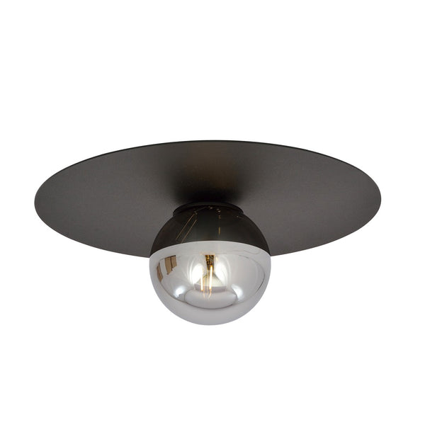 Plafonnier Solar 1 lumière noir, verre graphite