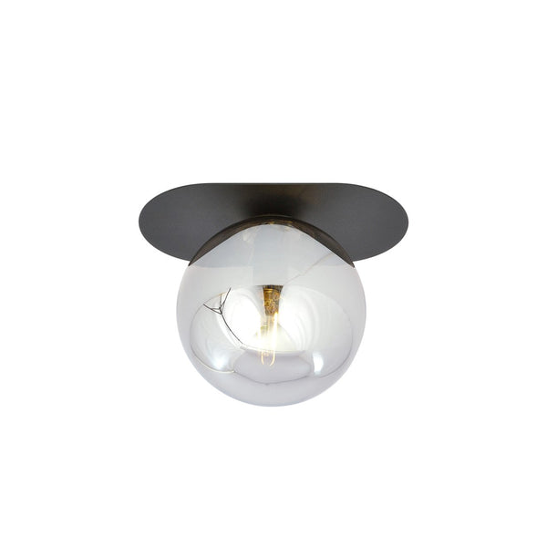 Plafonnier Plaza 1 lumière noir, verre graphite