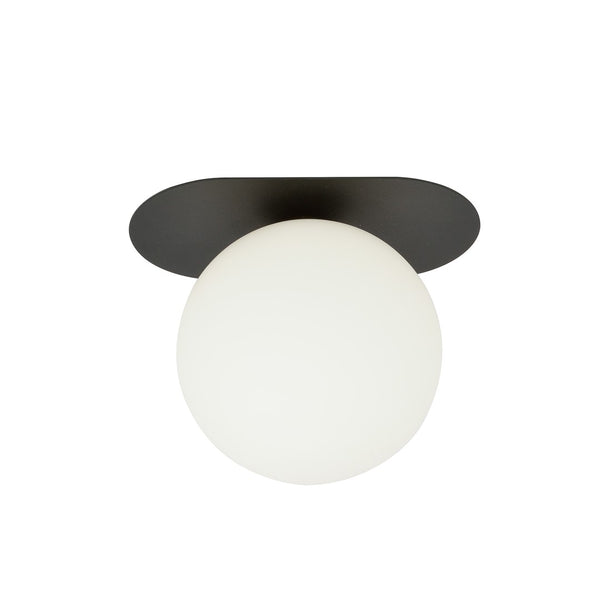 Plafonnier Plaza 1 lumière noir, verre opale