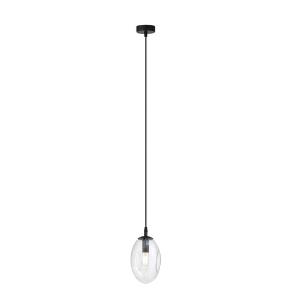 Suspension Astral 1 lumière noire, verre transparent