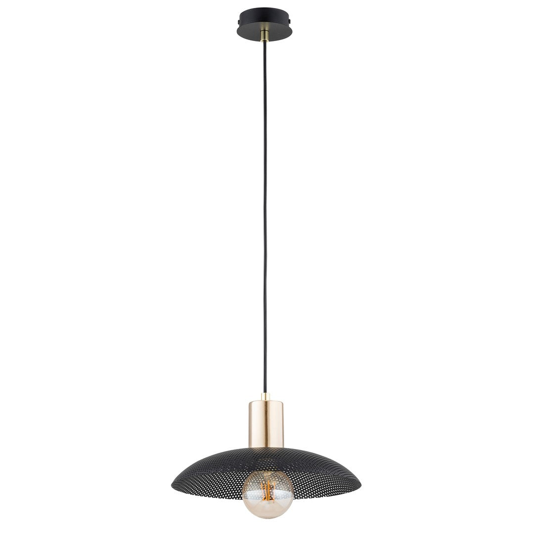 Second angle du produit, câble noir tendu et coupelle de fixation au plafond