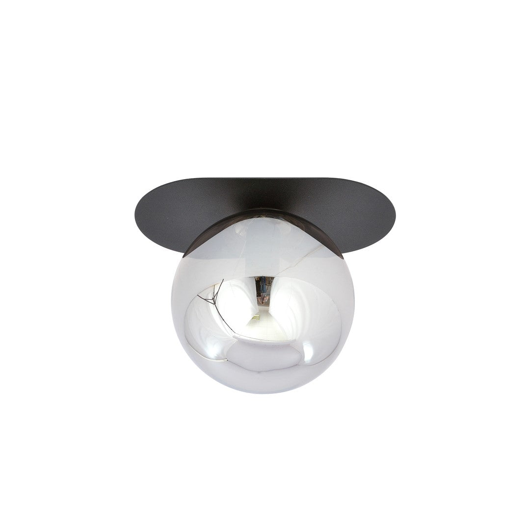 Plafonnier Plaza 1 lumière noir, verre graphite