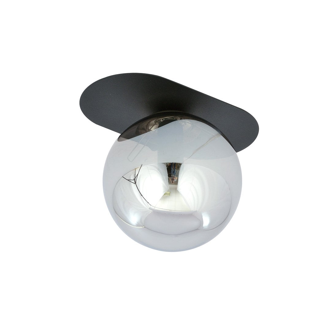Plafonnier Plaza 1 lumière noir, verre graphite
