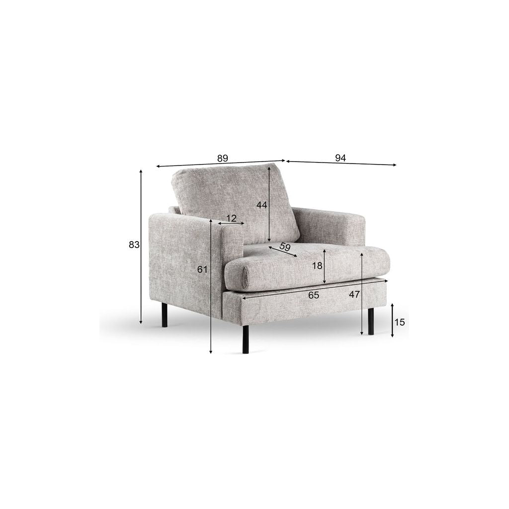 1 fauteuil 1 place, tissu Haga 30, couleur champagne | Designix -     - https://designix.fr/