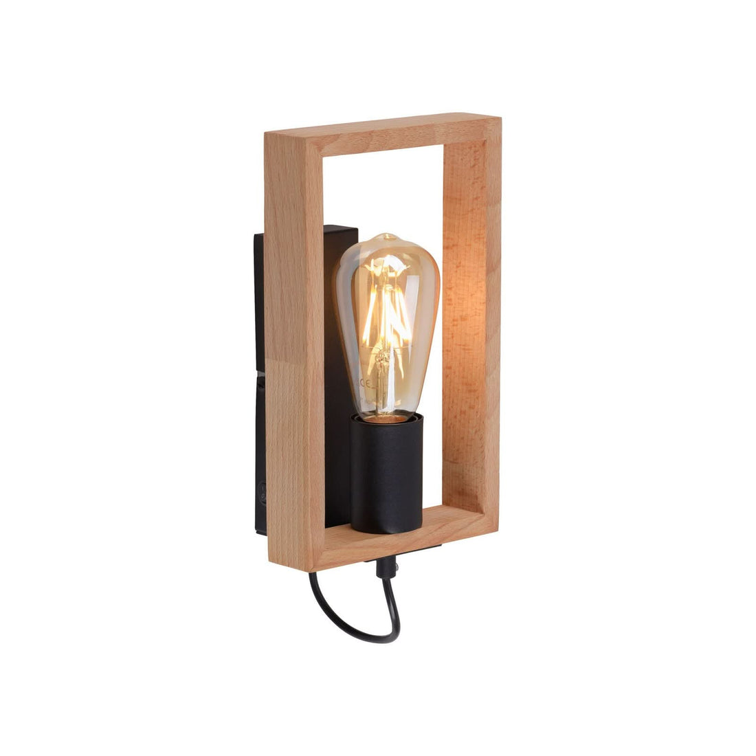 Applique murale Frame en bois, brun et noir, hauteur 30 cm