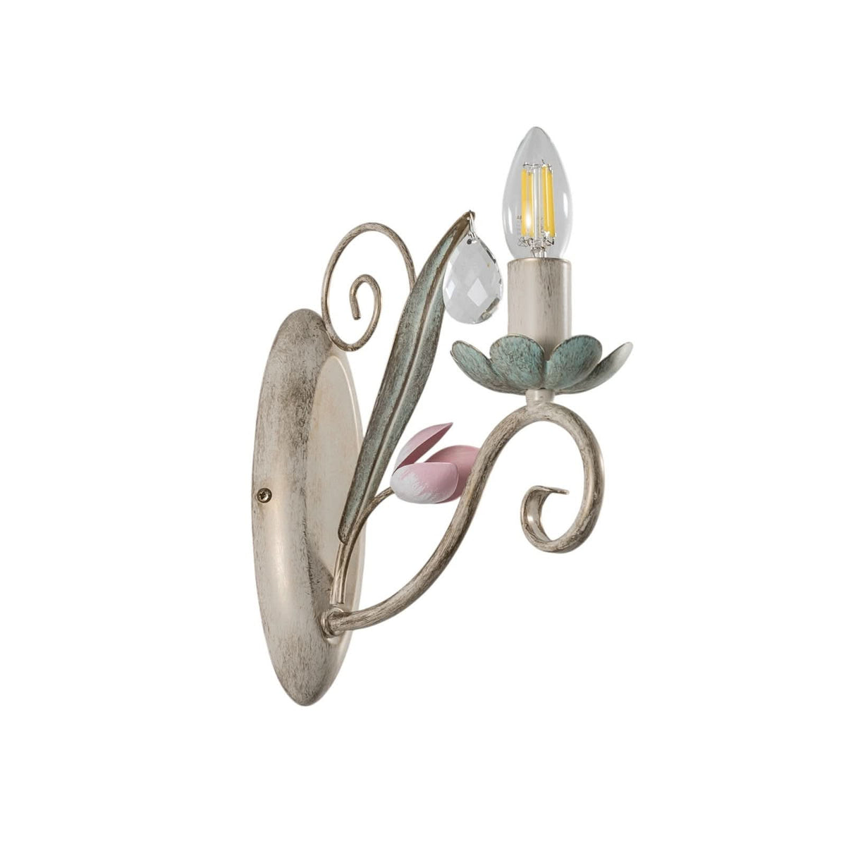 Applique murale Florina en métal, ivoire, hauteur 28 cm