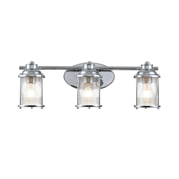 Applique murale Ashland Bay en verre, chromé et transparent, 3 lumières, hauteur 20,6 cm, IP44