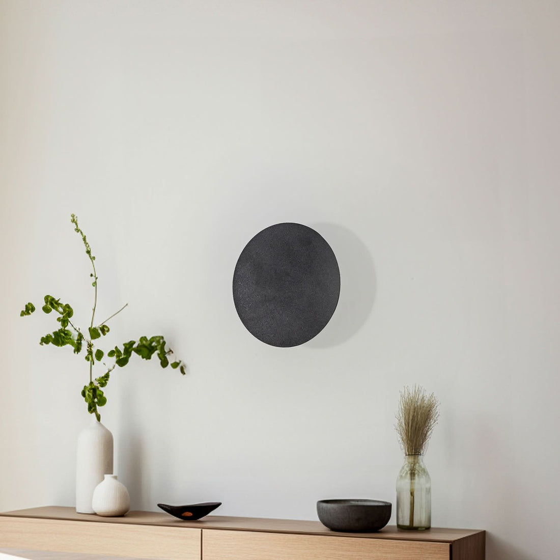 Applique murale Lunia New en métal, noir, 2 lumières, Ø 20 cm