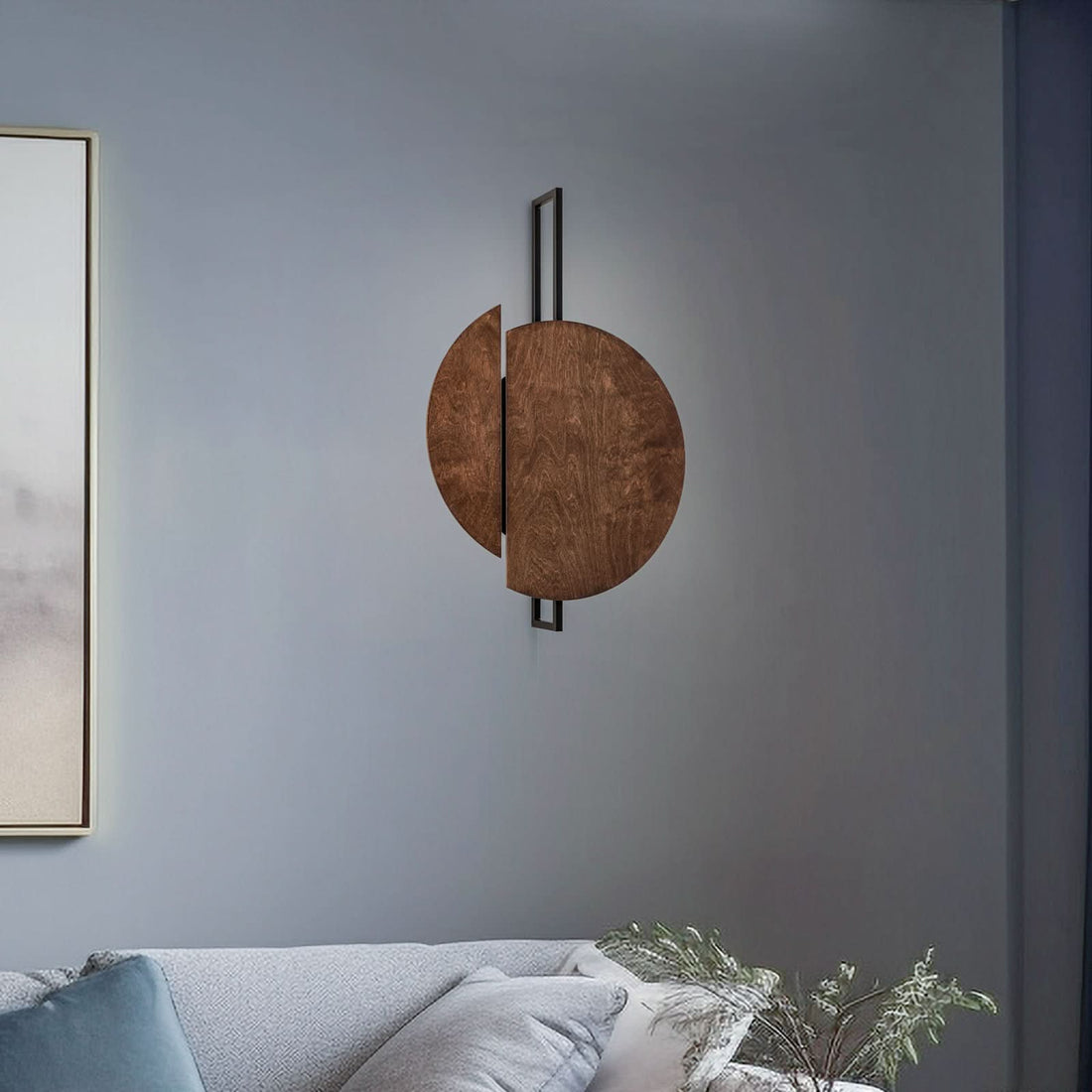 Applique murale Sunset C en bois, brun foncé et noir, 2 lumières, hauteur 80 cm