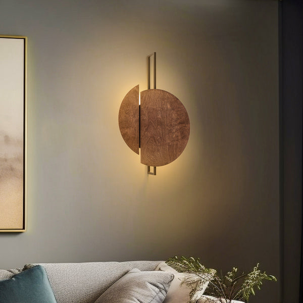 Applique murale Sunset C en bois, brun foncé et noir, 2 lumières, hauteur 80 cm