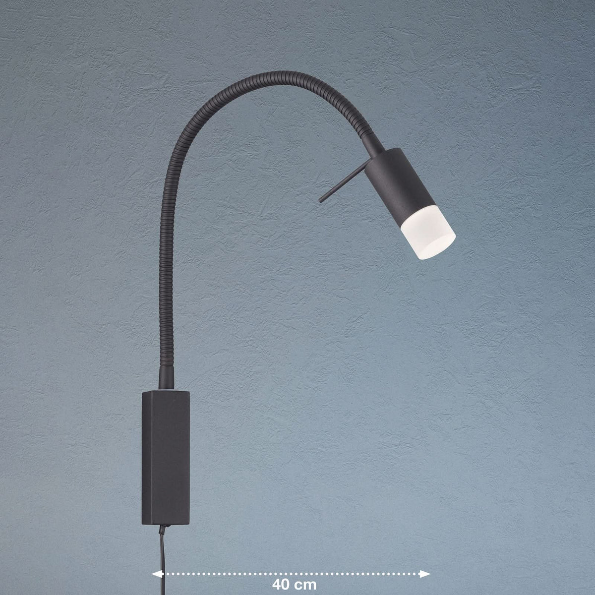 Applique murale LED Seng en métal, noir et blanc, hauteur 40 cm