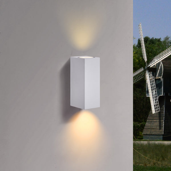 Applique d'extérieur Tetje en verre, blanc, 2 lumières, hauteur 16 cm, IP65, 10 W, largeur 6,8 cm, modèle 2