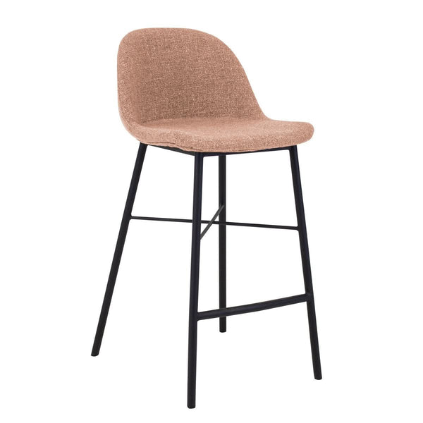 Tabouret De Bar Rose Moderne Avec Dossier Confortable Et Cadre Noir | LUMA