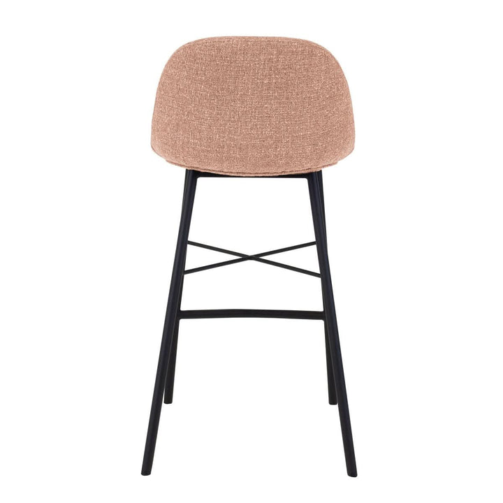 Tabouret De Bar Rose Moderne Avec Dossier Confortable Et Cadre Noir | LUMA