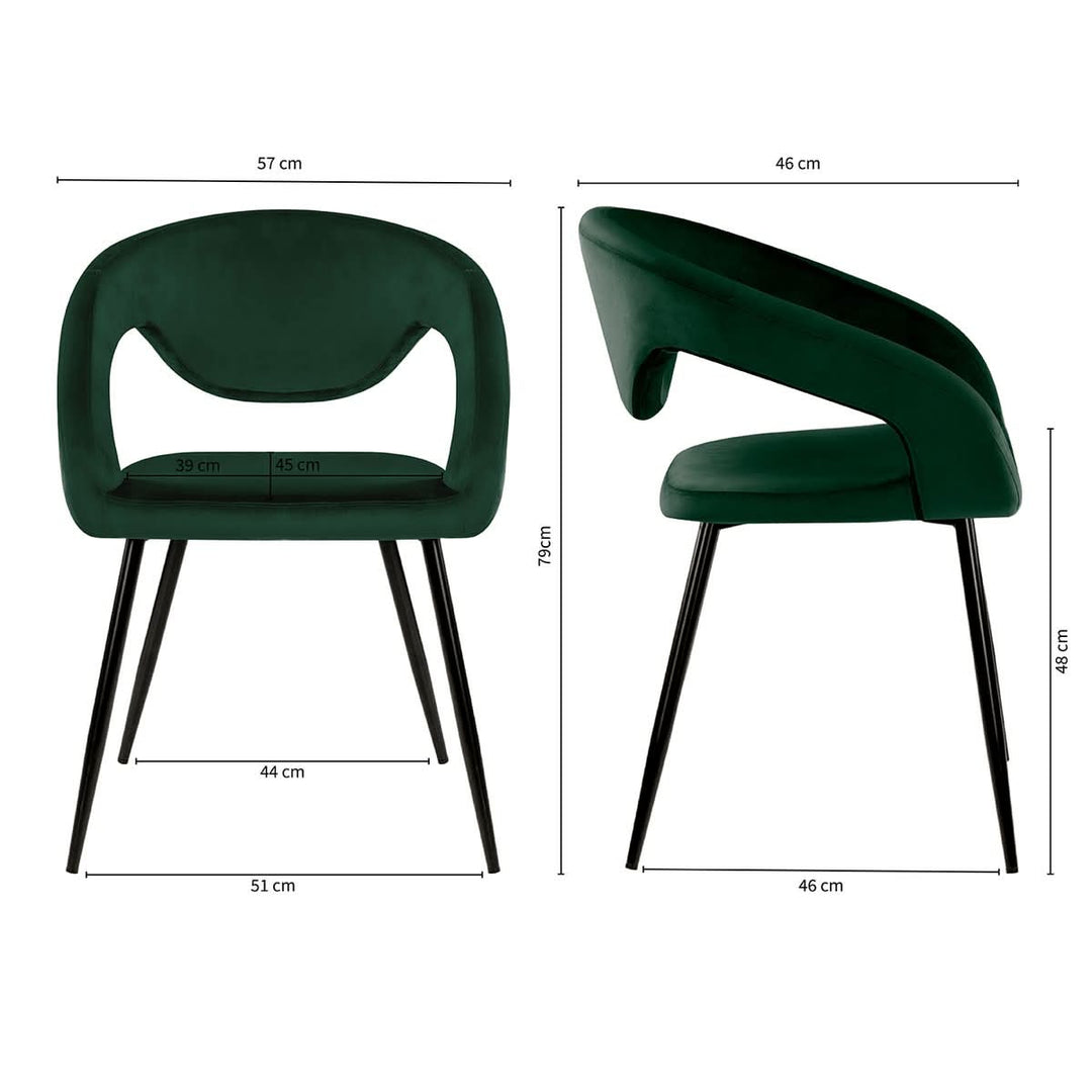 Chaise de Salle à Manger Velours Vert Foncé | LUNO