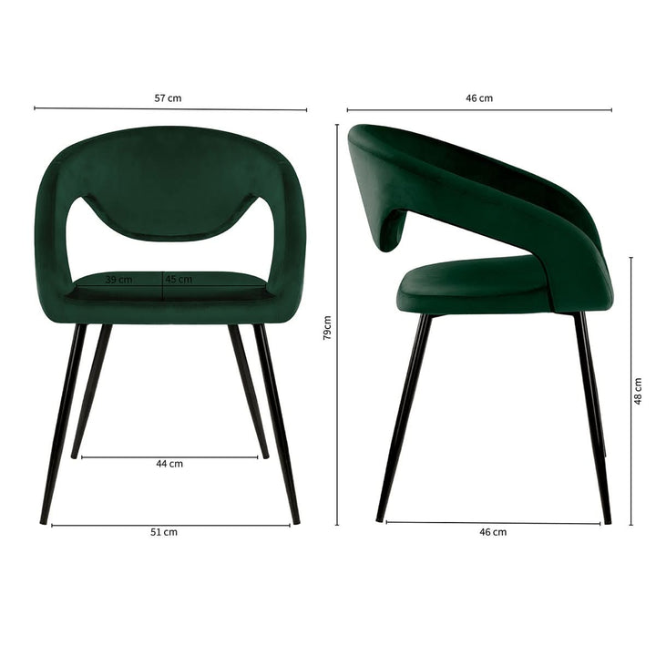Chaise de Salle à Manger Velours Vert Foncé | LUNO