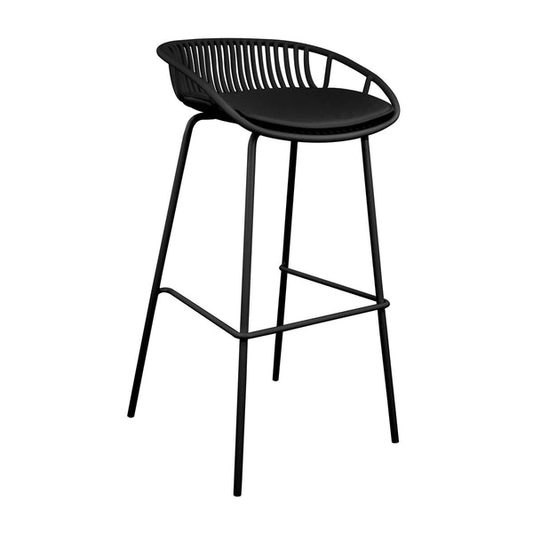 Tabouret De Bar Extérieur PU Cuir Noir Confortable | VYNE