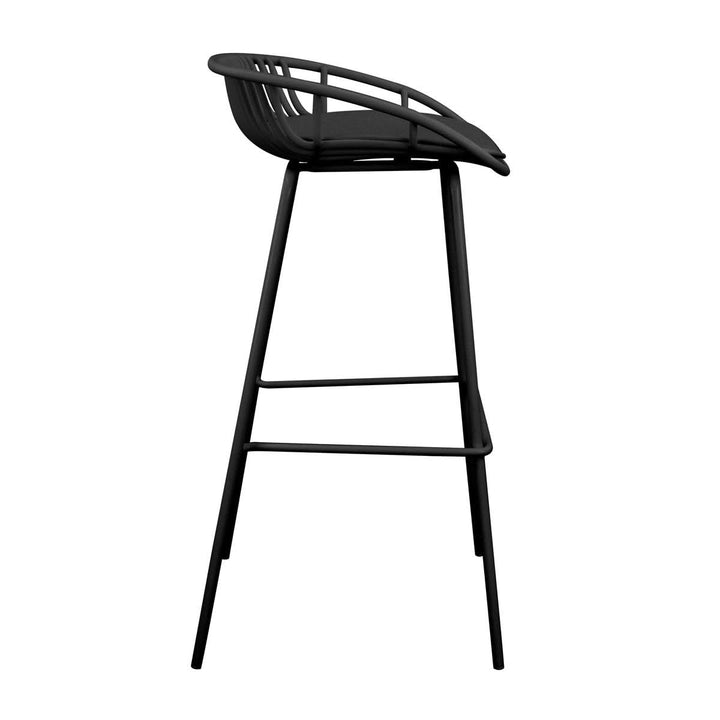 Tabouret De Bar Extérieur PU Cuir Noir Confortable | VYNE