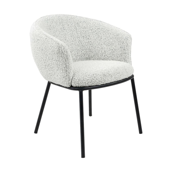 Chaise de salle à manger Bouclé Noir cadre acier confortable | NOVA