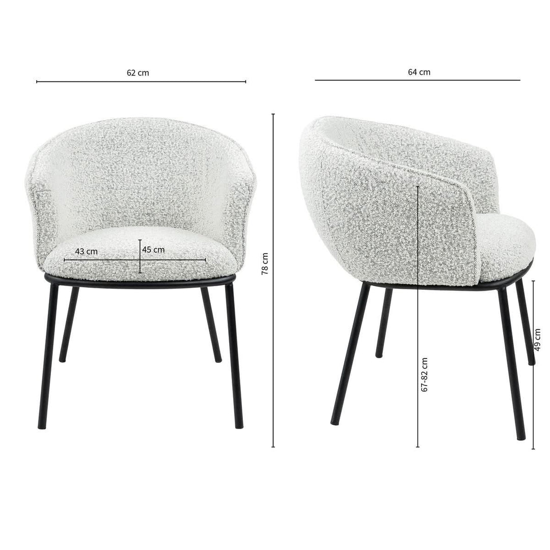 Chaise de salle à manger Bouclé Noir cadre acier confortable | NOVA