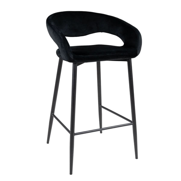 Tabouret de Bar Velours Noir Confort Moderne Élégant | LUNA