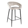 Tabouret de bar en velours champagne avec dossier contourné | AZAR