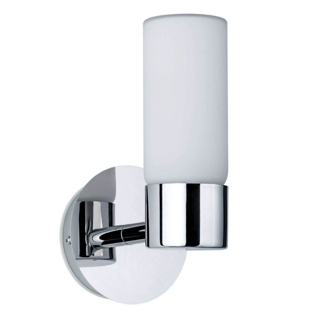 Applique murale Eleon IP44 en verre, chromé et transparent satiné, Ø 8 cm, IP44